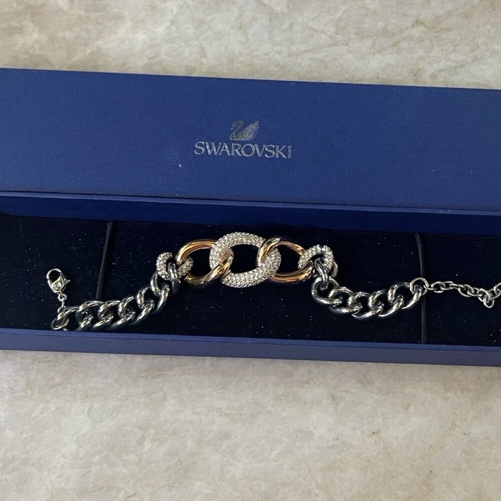 Swarovski chunky bracelet rose gold and silver
